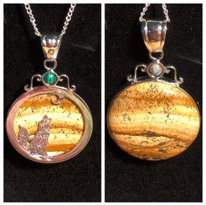 NWT Handcrafted 2-side Picture Jasper Pendant